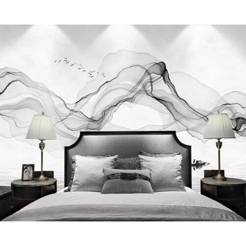 Beibehang Wallpaper mural abstract ink line smoke artistic landscape TV background wall paper home decoration mural 3d wallpaper