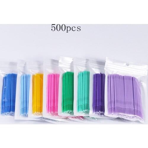 500Pcs/ Disposable Micro Brushes Eyelash Mascara Swab Eyelash Extension Brushes Applicator Wands Makeup Tools Kit Wholesale