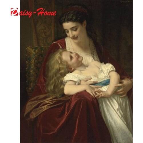 5D Diy Art Oil Painting Mother Girl Portrait Square/Round Diamond Painting Embroidery Mosaic Kit HD Quality Kitchen Decoration