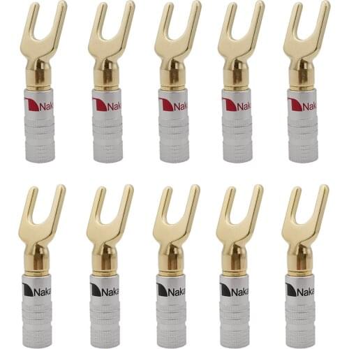 8/12Pcs High Quality Y/U Type Banana Plug Connectors Fork Spade Audio Terminals Speaker Plugs Cable Wire Connector Gold-plated