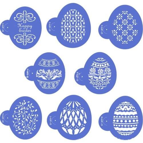 8Pcs/Set Easter Egg Shape Cookie Stencils Cake Fondant Cupcake Decorating Mold Kitchen Baking Moulds Bakeware DIY Cookie Tools