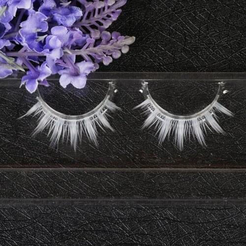 1 Pair White Fake Eyelashes Cosplay Makeup Natural Long Cross Stripe False Eyelashes Maquiagem New