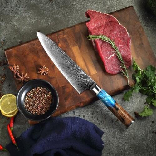 Damascus Japanese Cooking Knife Salmon Raw Slicer Knife Vegetable Cutting Meat Chef Kitchen Knife