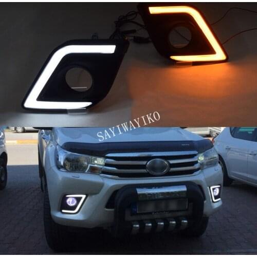 For Toyota Hilux Revo 2015 2016,Yellow Signal Style Relay Waterproof ABS Case 12V Car DRL LED Daytime Running Light