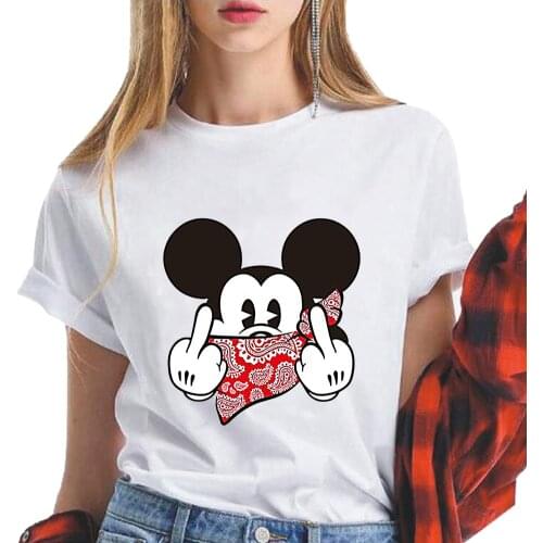 Basic Disney Masked Mickey Mouse T-shirts Women Short Sleeve Summer New Oversized Tees Casual Loose Tshirt O Neck Female Tops