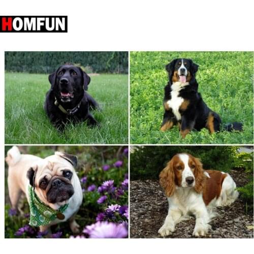 HOMFUN Rhinestone Painting Crystal Decor Diy Diamond Painting "Dog animal" 3D Cross Stitch Pattern Diamond Embroidery