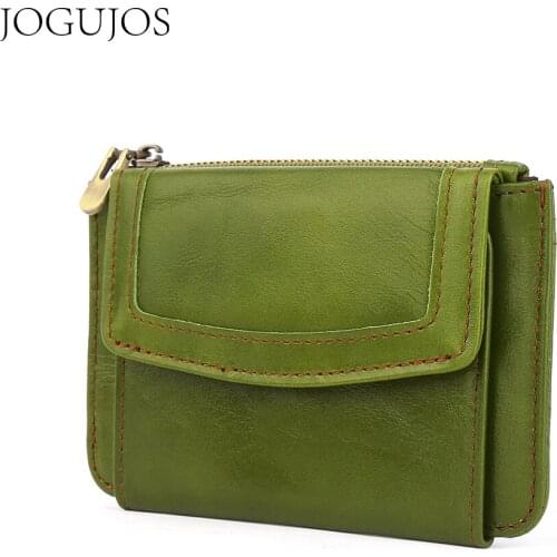 JOJUJOS Genuine Leather Women Wallet Silm ID Card Holder Wallet RFID Creative Cowhide Storage Coin Purse Short Womens Purse