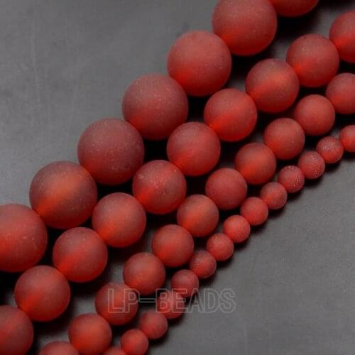 Natural Red A-gate Gem stones Matte Frosted Round Loose Beads 4mm 6mm 8mm 10mm 12mm 5Strands/Pack Wholesale