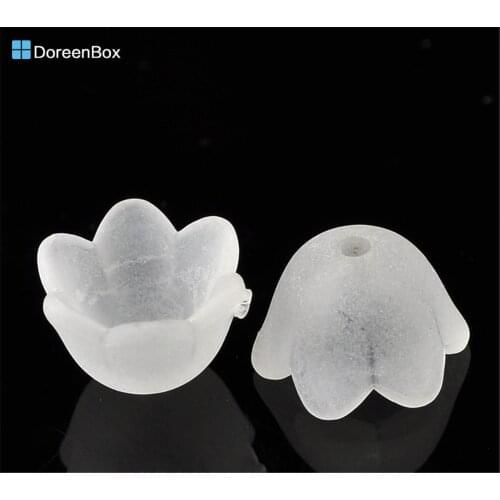 300 PCs Doreen Box Frosted Flower Acrylic Spacer Beads White Color For DIY Jewelry Making Accessories,10x9mm， Hole: 1.3mm