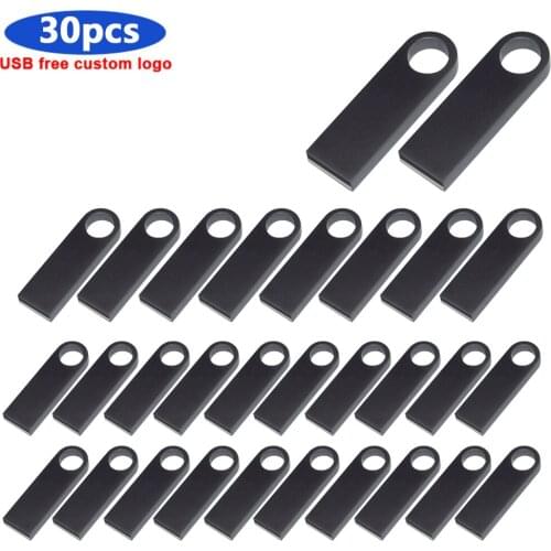 30pcs free logo metal usb flash drive 128GB 64GB 32GB 16GB flash drive portable memory stick Pendrive Storage flash disk Gift