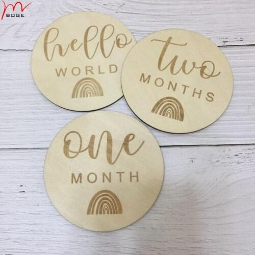Set of 14 Rainbow Milestones Wooden Monthly Milestone Discs Baby Milestone Cards Newborn Photo Prop Baby Gift Announcement