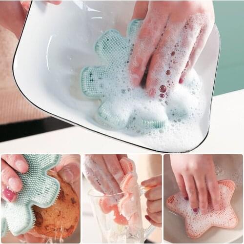 Non-Oily Silicone Dishwashing Brush Multifunctional Kitchen Accessories Cleaning Brush Household Cleaning Tools Pot Holder