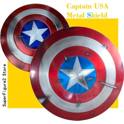 New version 58cm Captain USA Shield 1:1 Steve Rogers Aluminum Metal BATTLE DAMAGE Shield Cheap