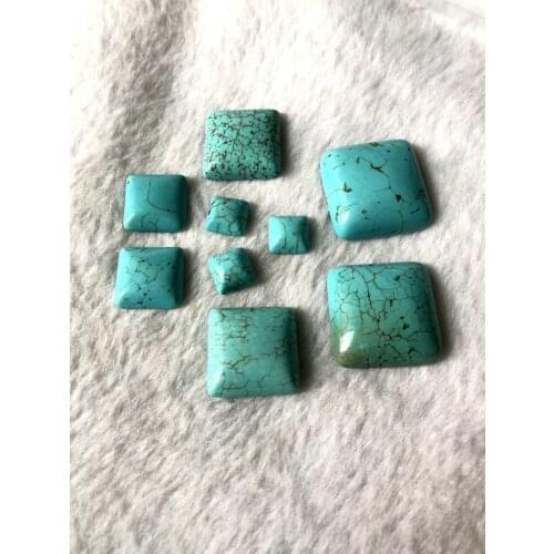 Wholesale 2pcs Blue Turquoises Magnesite Bead Cabochon,10mm 15mm 20mm 25mm Square Gem Stone Bead Cabochon Ring Face For Jewelry