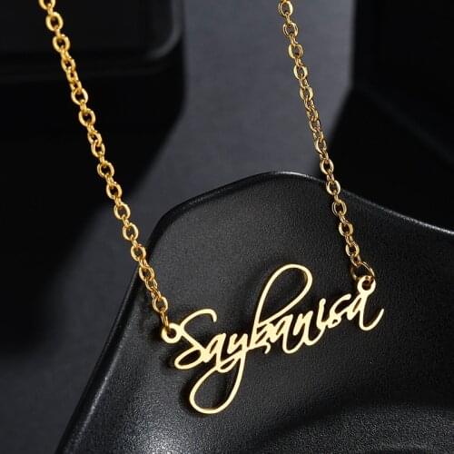 Custom Necklace Stainless Steel Name Gold Personalized Custom Letter Cuban Chain Choker Piercing DIY Custom Pendant Set Jewelry