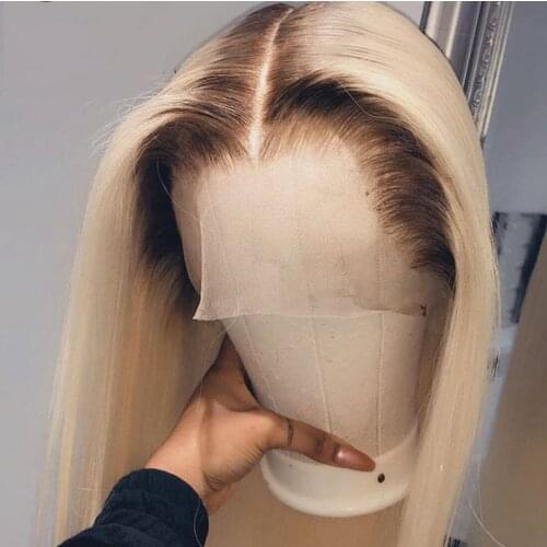 #4/613 Honey Blonde Bob Wig Straight Lace Wig Peruvian Human Hair Lace Front Human Hair Wigs With Transparent Lace Pre Plucked