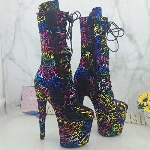 Leecabe Colorful Upper 20CM/8inches High Heel platform open toe Pole Dance boots