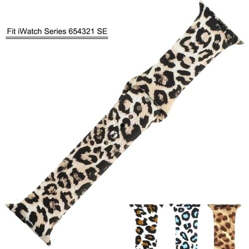 Strap for Apple watch 44mm 40mm 42mm 38mm series se 6 5 4 3 leopard printing silicone wrist bracelet correa iwatch band 40 44 mm