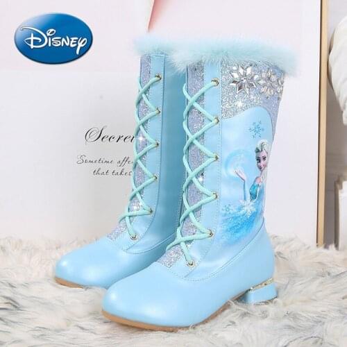 Original Disney Frozen Aisha Princess Girls High Heel Childrens High Tube Plus Velvet Knight Martin Boots Toddler Girl Boots