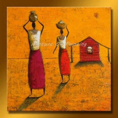 Handpainted Modern Abstract Oil Paintings African Women People Canvas Pictures For Living Room Decoration Unframed Set