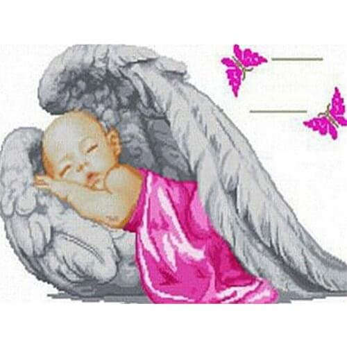 Embroidery 5D DIY Sleeping Angel Baby Wings Diamond Painting Rhinestone Cross Stitch Decoration Full Square/round Drill Kit