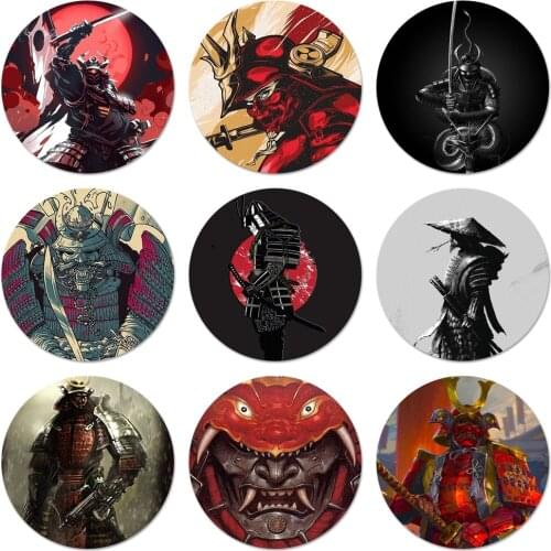 Japanese warrior samurai Colorful Cute Badge Brooch Pin Accessories For Clothes Backpack Decoration gift 58mm