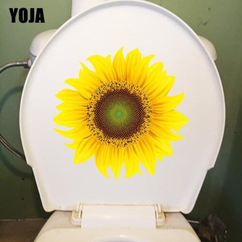YOJA 25.5CM×25.2CM Single Sunflower Home Wall Decoration Fashion WC Toilet Cover Stickers T1-2649