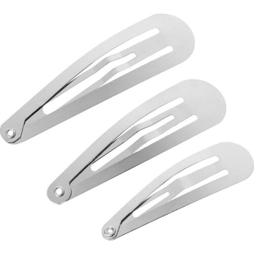 50pcs Silver Tone Snap Hair Clips Craft Bow Headwear Decoration DIY 4/5/6cm