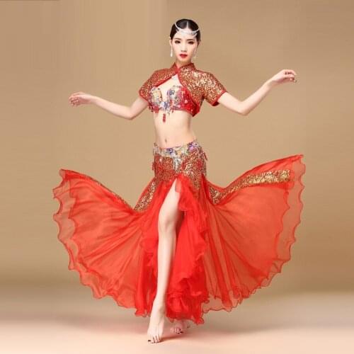 Girls Belly Dance Costumes Girls Dance Wear Sexy Bra Long Skirt Performing Dress Oriental Dance Costume D0835