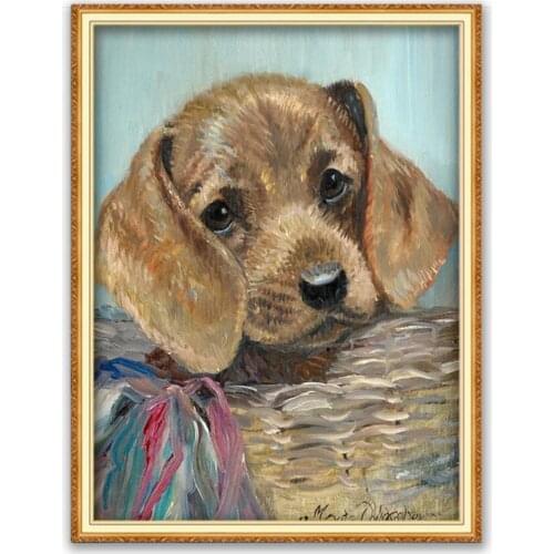 Animal Dachshund DIY 11CT Embroidery Cross Stitch Kits Craft Needlework Set Cotton Thread Printed Canvas Home Decoration Hot