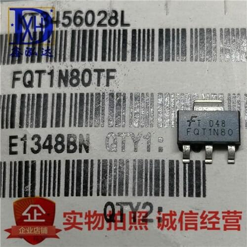 10Pcs/Lot FQT1N80 N Channel MOSFET 800V ， 0.2A SOT-89 New+Original Stock Direct purchase
