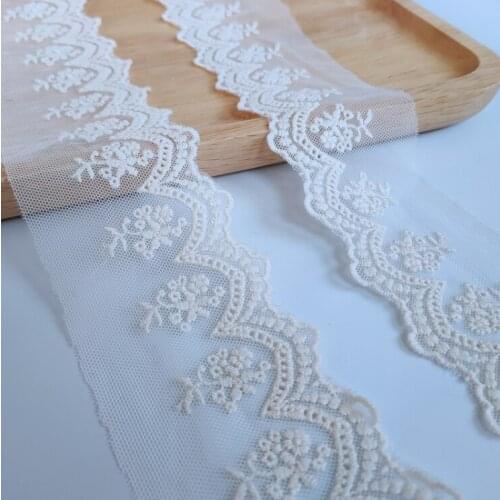 2 Meters/lot 6cm Width Beige 100% Cotton Lace Fabric for Home Decoration DIY Sewing Dolls Accessories