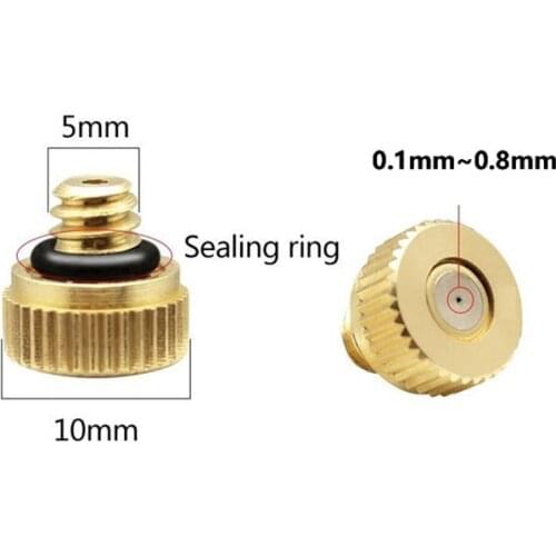 20pcs/bag Fog Mist Nozzle Low Pressure Mist Cooling Nozzle Brass Misting Nozzles Orifice 0.1-0.8mm