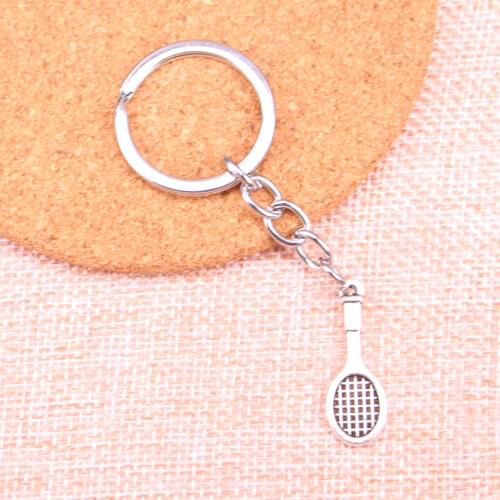 20pcs tennis racket Keychain 29*10mm Pendants Car Key Chain Ring Holder Keyring Souvenir Jewelry Gift
