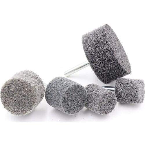 5PCS 6Shank Dia20/25/30/40/50mm Cylindrical Fiber Nylon Grinding Head For Mould Finish Polish Grinder Rotary Tools Wheel