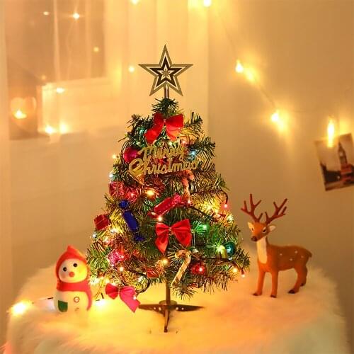 50cm Mini Christmas Tree Set With Lights New Year DIY Xmas Tree Kit Home Dinner Table Living Room Ornament For Festival Party