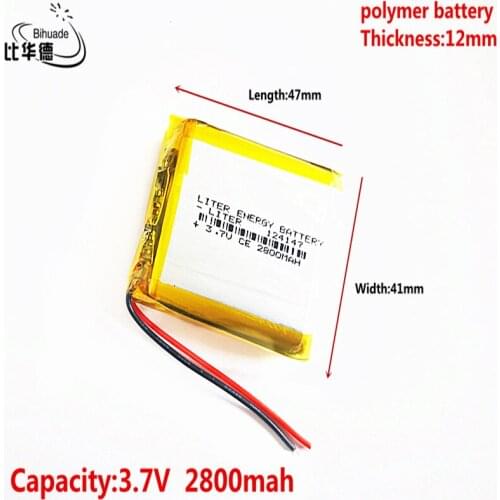 Liter energy battery 3.7V 2800MAH 124147 Lithium Polymer LiPo Rechargeable Battery For Mp3 headphone PAD DVD bluetooth camera