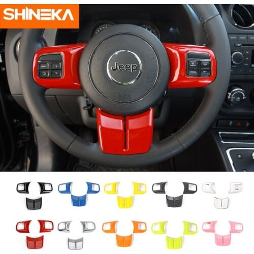 SHINEKA Interior Accessories For Jeep Wrangler JK Car Steering Wheel Decoration Cover Stickers For Jeep Wrangler JK 2011-2017