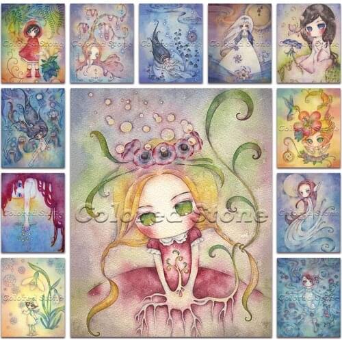 New Diamond painting Cartoon cute girl child mermaid princess 5D DIY Full Square Drill embroidery Cross stitch Round mosaic 108