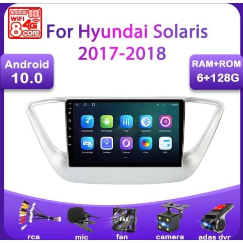 9" Car Radio For Hyundai Solaris 2 Verna 2016 2017 2018 Multimedia Video Player GPS Navigation 2 Din RDS Carplay DVD with Frame