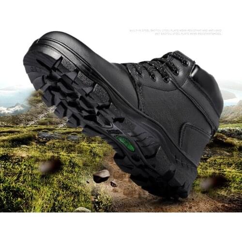 Genuine Leather Boots Men Winter Safety Shoes for Men Velvet Warm Snow Boots Cold-proof Steel Toe Shoes Waterproof Work Boots