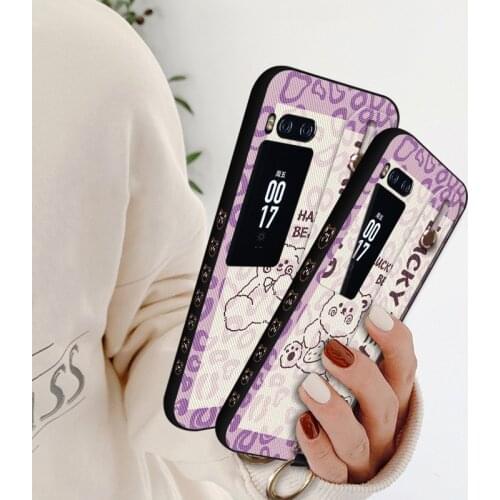 Cute Bear Side Painted Case For Meizu Pro 6 Plus Luxury Wristband Back Cover For MEIZU Pro 7 Plus Pro6 Pro7