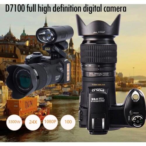 PROTAX D7100 Digital Camera 33MP FHD DSLR Half-Professional 24x Telephoto & Wide Angle Lens sets 8X Digital zoom Cameras Focus