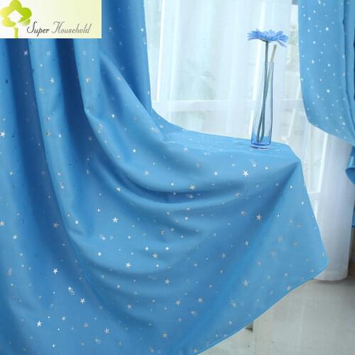Childrens blackout cortinas 4 Colors Star Printed Window Curtains For The Bedroom Fancy Children Modern Curtains SUPERHOUSEHOLD