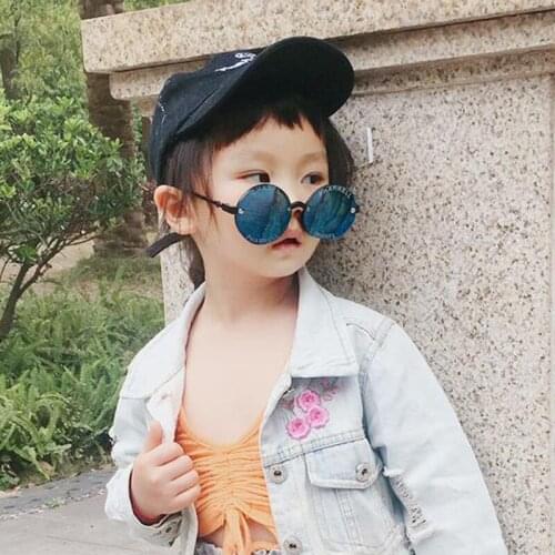 Stylish Rimless Children Steampunk Sunglasses Fashion Kid Round Pink Gradient Sun Glasses Boy Girl Goggle UV400 Mirror Eyewear