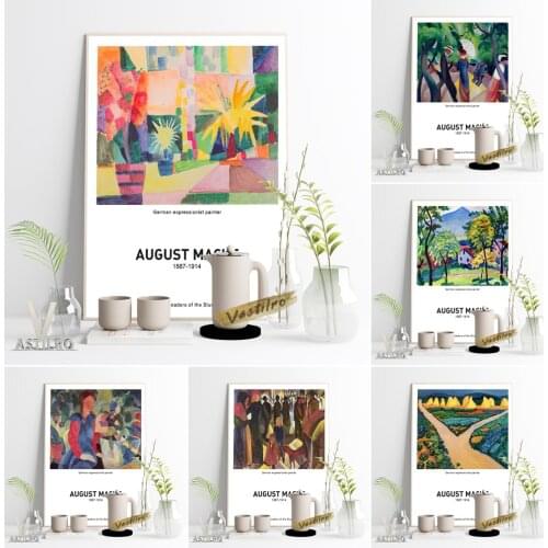August Macke Exhibition Museum Canvas Painting Garden On Lake Of Thun Prints Art Retro Poster Promenade Home Decor Wall Stickers