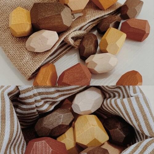 Wooden Stones Montessori Toy Creative Nordic Style Stacking Rainbow Game Jenga Set Balancing Building Blocks Wood Toy Gift