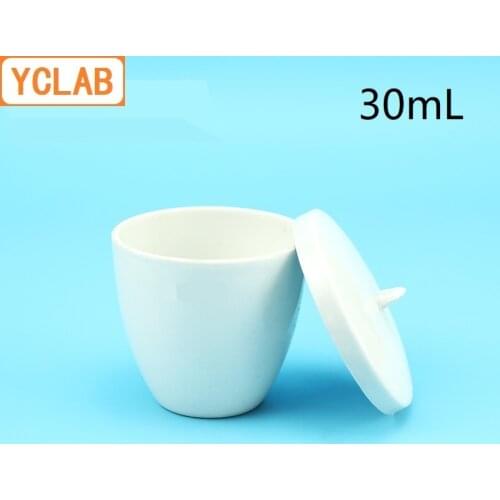 YCLAB 30mL Ceramic Crucible Medium Wall with Lid Pottery Porcelain Crockery Earthen Laboratory Chemistry Equipment