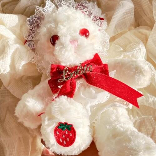 Strawberry Bear Original Handwritten Lolita Christmas and New Year Bear Plush Crossbody Bag jk Shoulder Bag