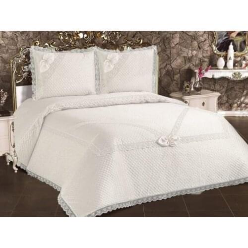 French Laced Double Cream Colour Bedspread Set-3PCS-Pillowcases+Bed Cover-High Quality Bed Sheet Linens-Bed Lining-250*260cm